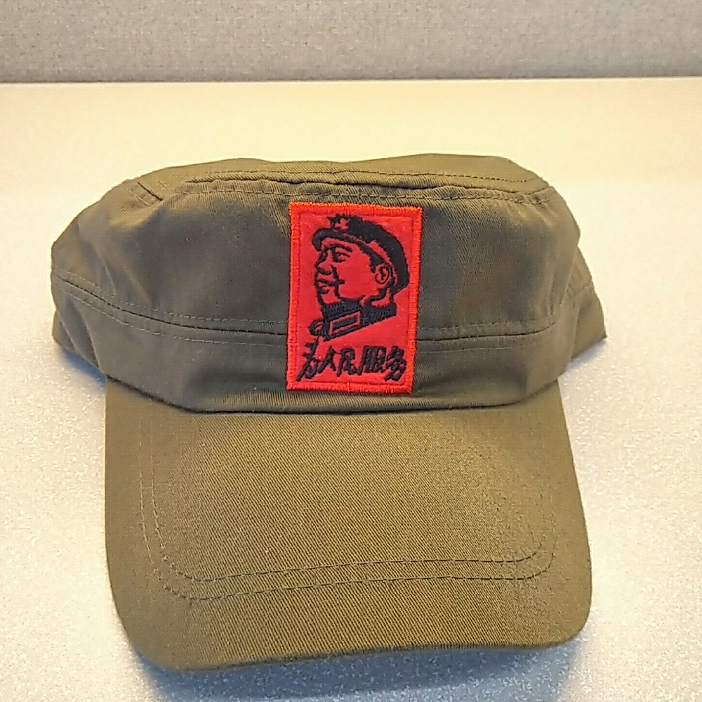 Olive Green Cap with Red Patch